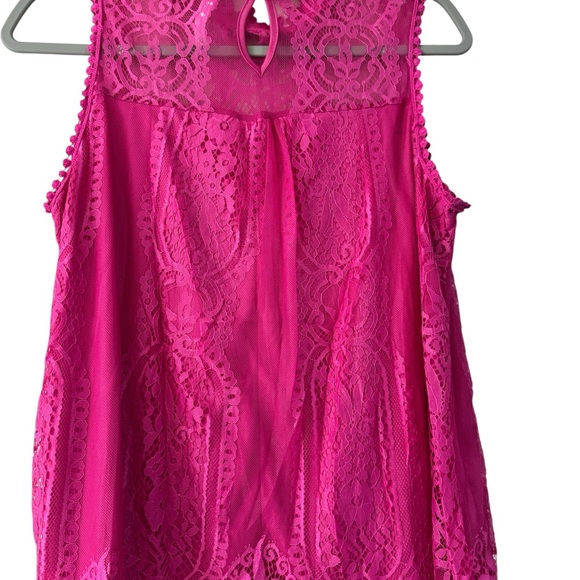 NY Collection Vibrant Pink Lace Sleeveless Blouse Size Large EUC - Picture 4 of 7